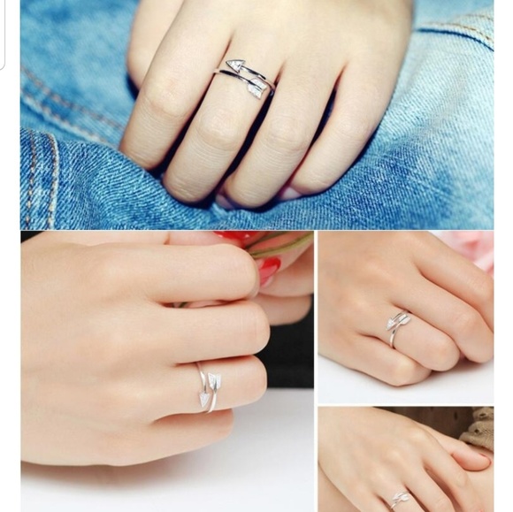 LUCCA Silver Arrow Adjustable Ring Stamped 925 - Picture 6 of 7